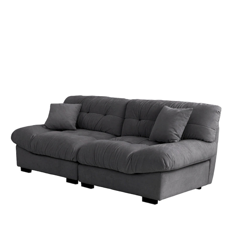 Pink / Grey / Beige Velvet Loveseat Sofa – 2-Seater