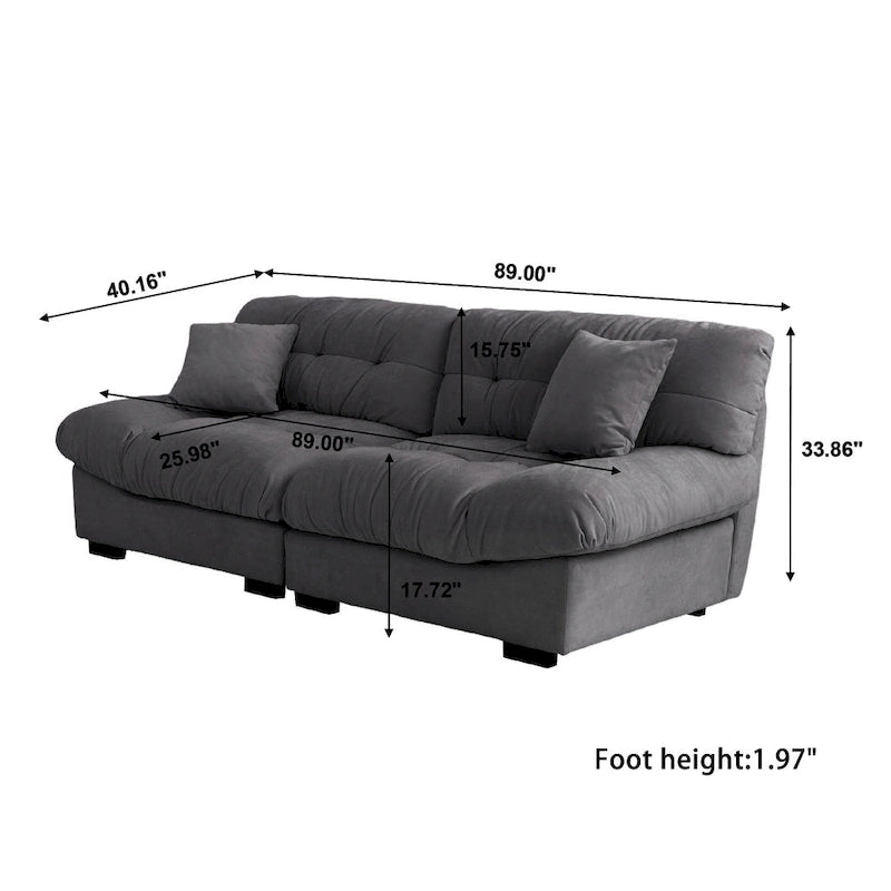 Pink / Grey / Beige Velvet Loveseat Sofa – 2-Seater