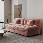 Pink / Grey / Beige Velvet Loveseat Sofa – 2-Seater