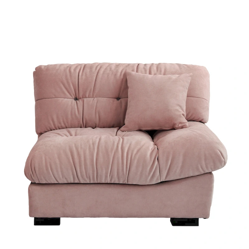 Pink / Grey / Beige Velvet Loveseat Sofa – 2-Seater
