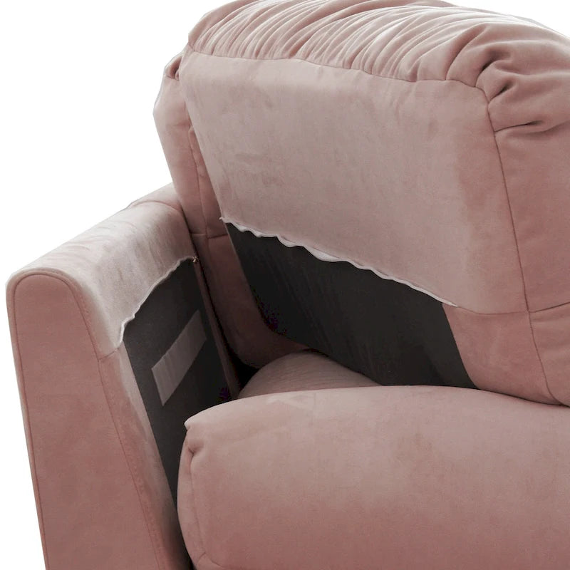 Pink / Grey / Beige Velvet Loveseat Sofa – 2-Seater
