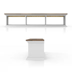 White & Grey Oak / Hickory, Transitional Floating TV Stand, 3-Shelf, Wall-Mount