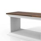 White & Grey Oak / Hickory, Transitional Floating TV Stand, 3-Shelf, Wall-Mount