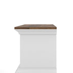 White & Grey Oak / Hickory, Transitional Floating TV Stand, 3-Shelf, Wall-Mount