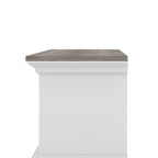 White & Grey Oak / Hickory, Transitional Floating TV Stand, 3-Shelf, Wall-Mount