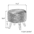 White/Natural/Multi/Brown Linen Round Ottoman Footrest Stool, 1-Person