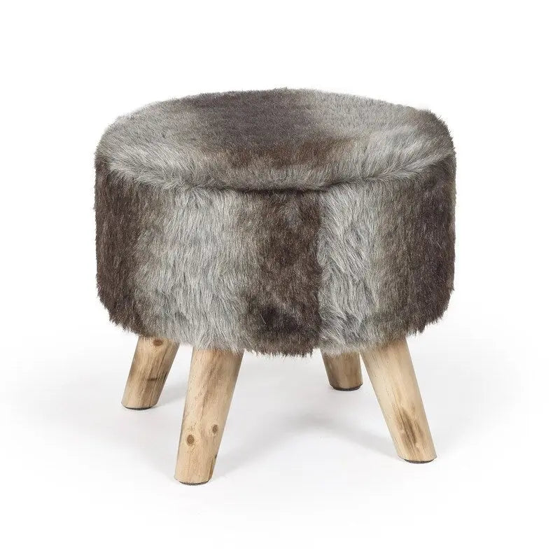 White/Natural/Multi/Brown Linen Round Ottoman Footrest Stool, 1-Person