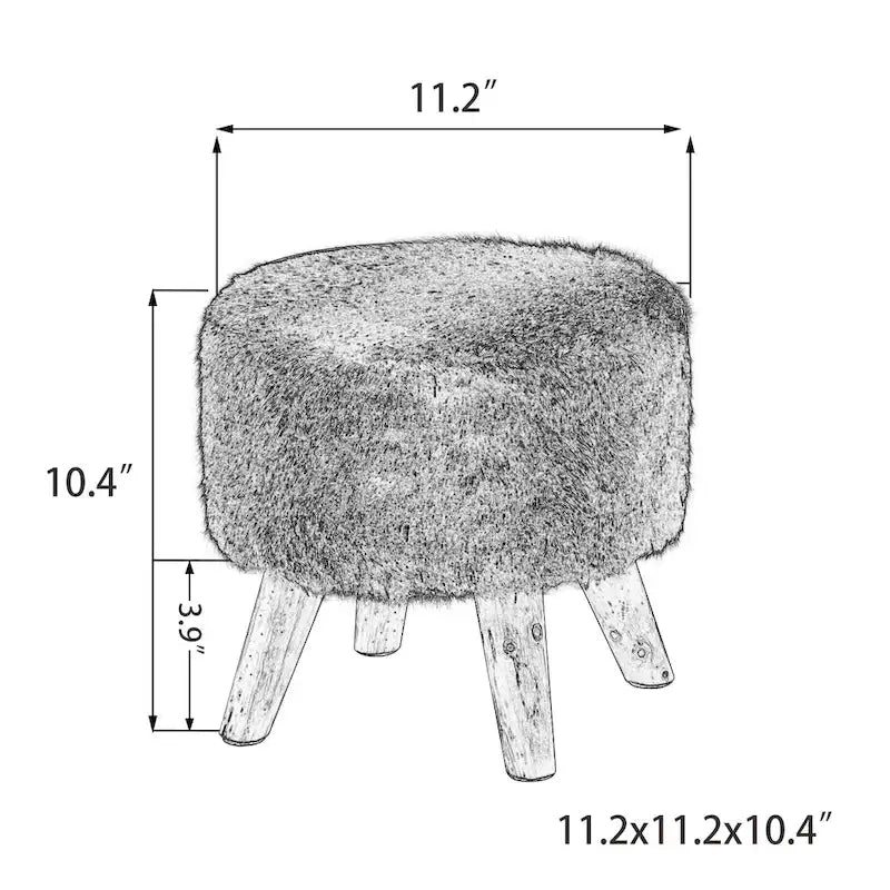 White/Natural/Multi/Brown Linen Round Ottoman Footrest Stool, 1-Person