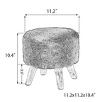 White/Natural/Multi/Brown Linen Round Ottoman Footrest Stool, 1-Person