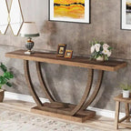 Vintage Brown / Grey Farmhouse Console Table, 63" Narrow Sofa Table for Entryway