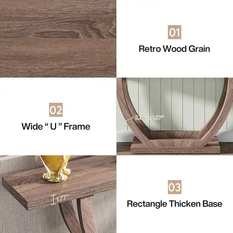 Vintage Brown / Grey Farmhouse Console Table, 63" Narrow Sofa Table for Entryway