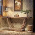 Vintage Brown / Grey Farmhouse Console Table, 63" Narrow Sofa Table for Entryway