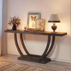 Vintage Brown / Grey Farmhouse Console Table, 63" Narrow Sofa Table for Entryway