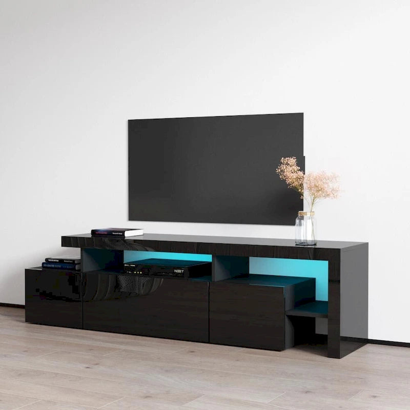 Gray / Black / White High Gloss TV Stand with LED Lights, Fits up to 70"