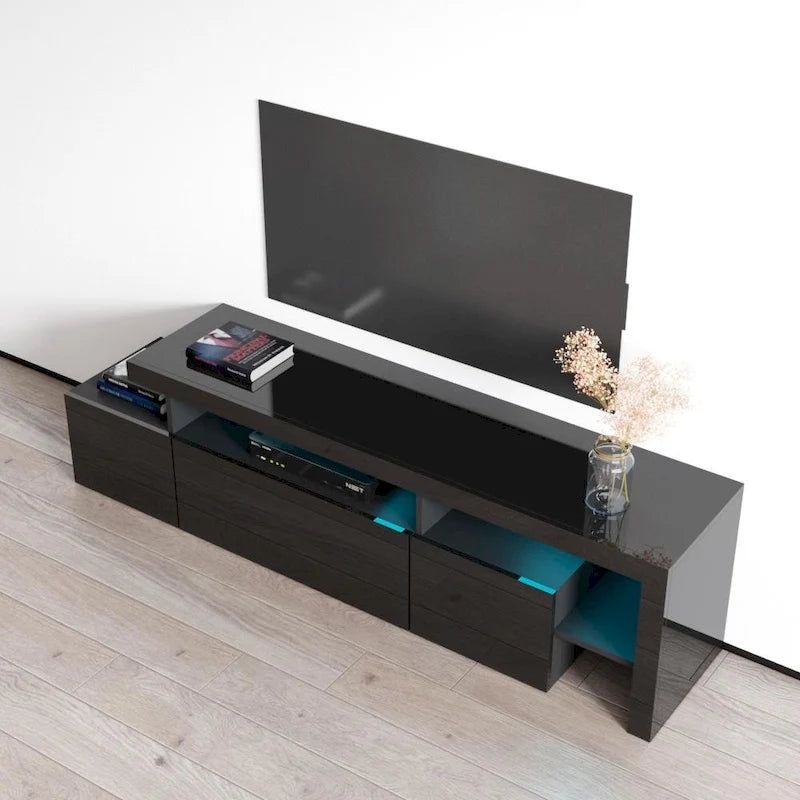 Gray / Black / White High Gloss TV Stand with LED Lights, Fits up to 70"