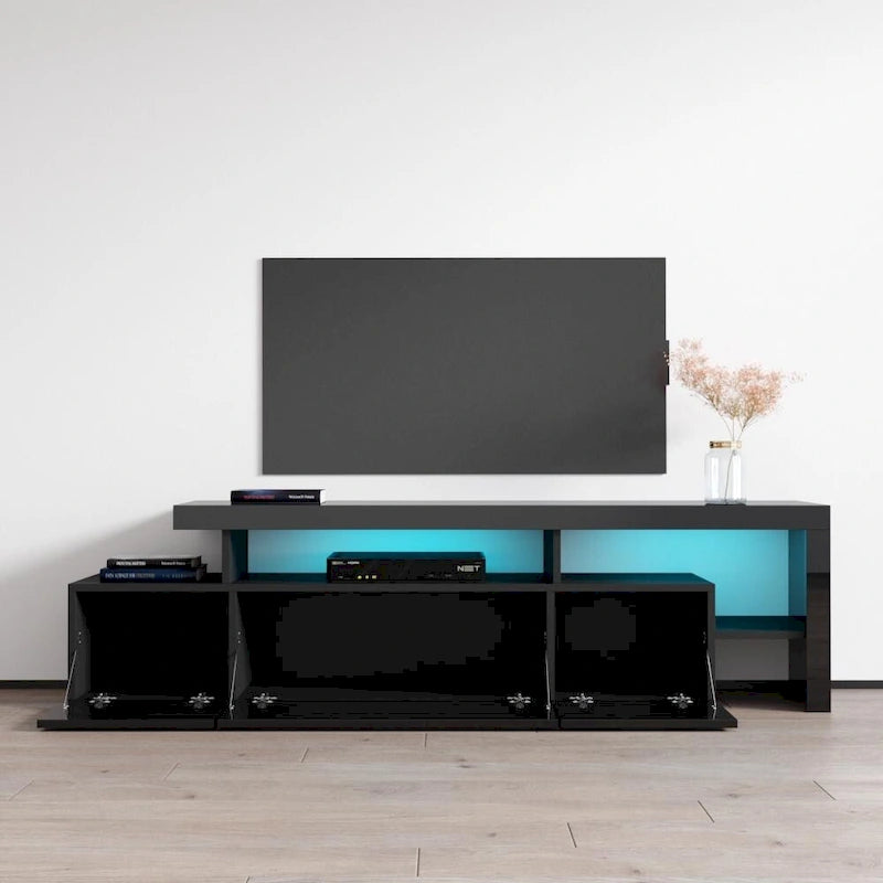Gray / Black / White High Gloss TV Stand with LED Lights, Fits up to 70"