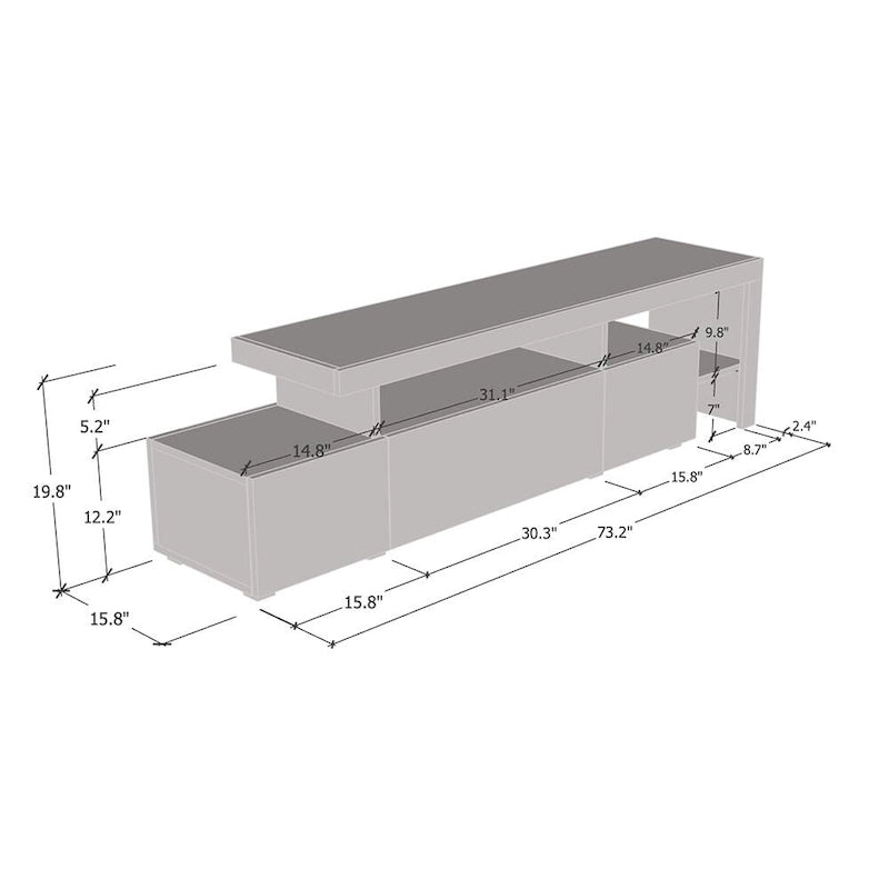 Gray / Black / White High Gloss TV Stand with LED Lights, Fits up to 70"