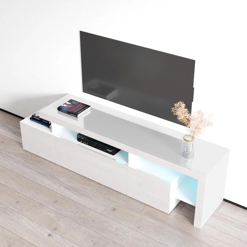 Gray / Black / White High Gloss TV Stand with LED Lights, Fits up to 70"