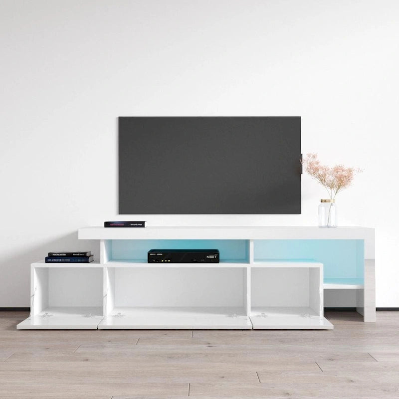 Gray / Black / White High Gloss TV Stand with LED Lights, Fits up to 70"