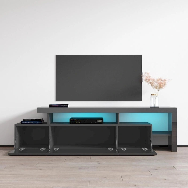 Gray / Black / White High Gloss TV Stand with LED Lights, Fits up to 70"