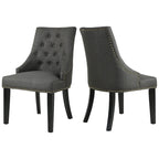Nailhead Trim Upholstered Accent Dining Chair, Set of 2 (Charcoal / Grey / Beige / Blue)