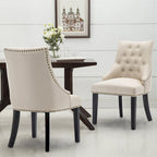 Nailhead Trim Upholstered Accent Dining Chair, Set of 2 (Charcoal / Grey / Beige / Blue)