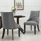 Nailhead Trim Upholstered Accent Dining Chair, Set of 2 (Charcoal / Grey / Beige / Blue)