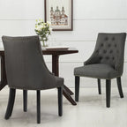 Nailhead Trim Upholstered Accent Dining Chair, Set of 2 (Charcoal / Grey / Beige / Blue)