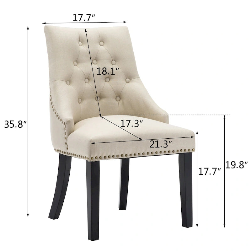 Nailhead Trim Upholstered Accent Dining Chair, Set of 2 (Charcoal / Grey / Beige / Blue)