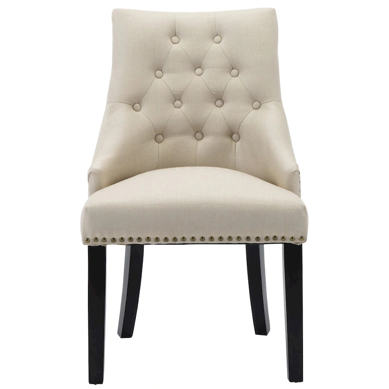 Nailhead Trim Upholstered Accent Dining Chair, Set of 2 (Charcoal / Grey / Beige / Blue)