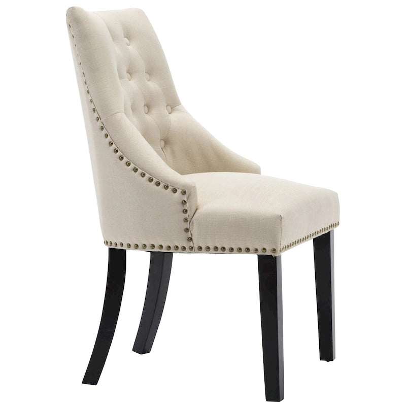 Nailhead Trim Upholstered Accent Dining Chair, Set of 2 (Charcoal / Grey / Beige / Blue)