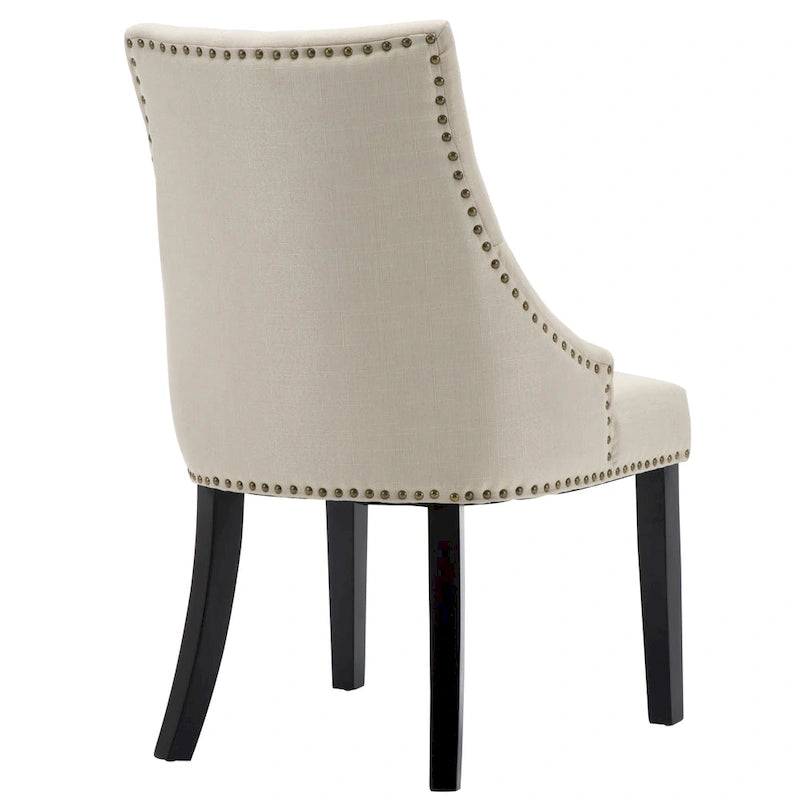 Nailhead Trim Upholstered Accent Dining Chair, Set of 2 (Charcoal / Grey / Beige / Blue)