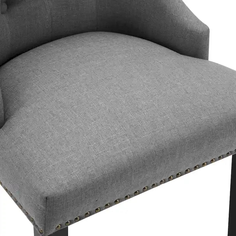 Nailhead Trim Upholstered Accent Dining Chair, Set of 2 (Charcoal / Grey / Beige / Blue)