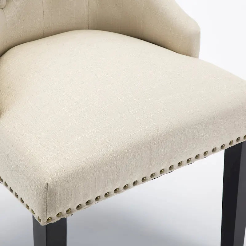Nailhead Trim Upholstered Accent Dining Chair, Set of 2 (Charcoal / Grey / Beige / Blue)