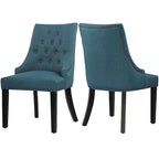 Nailhead Trim Upholstered Accent Dining Chair, Set of 2 (Charcoal / Grey / Beige / Blue)