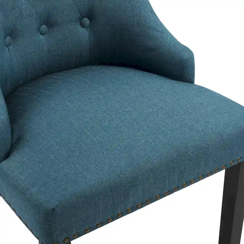 Nailhead Trim Upholstered Accent Dining Chair, Set of 2 (Charcoal / Grey / Beige / Blue)