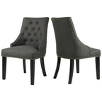 Nailhead Trim Upholstered Accent Dining Chair, Set of 2 (Charcoal / Grey / Beige / Blue)