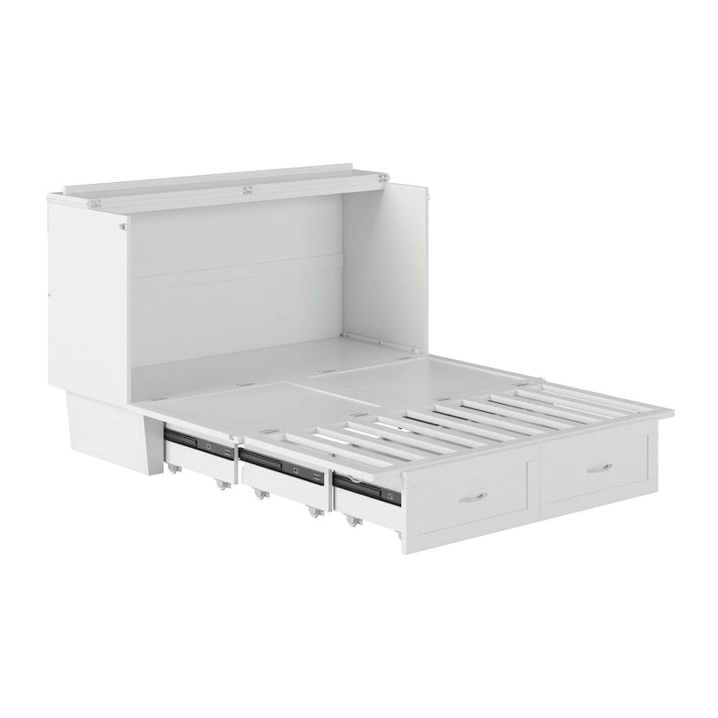 White / Espresso / Grey Queen Murphy Bed Chest with Storage & USB Charger