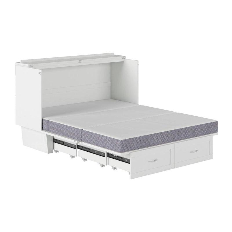 White / Espresso / Grey Queen Murphy Bed Chest with Storage & USB Charger