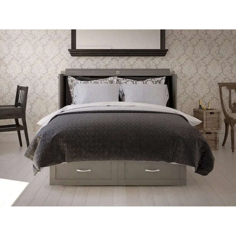White / Espresso / Grey Queen Murphy Bed Chest with Storage & USB Charger