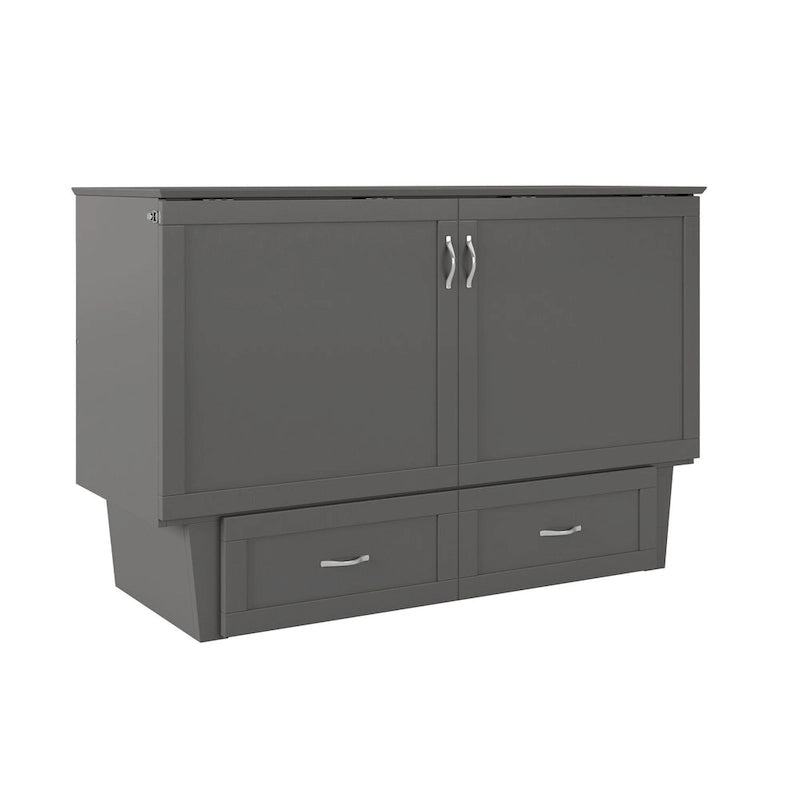 White / Espresso / Grey Queen Murphy Bed Chest with Storage & USB Charger