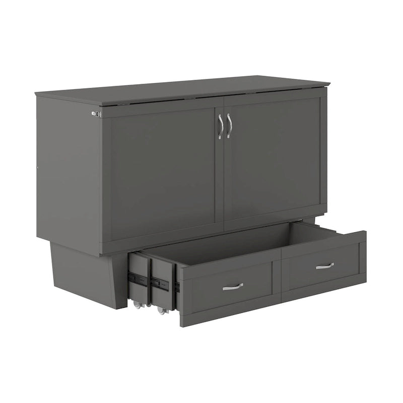 White / Espresso / Grey Queen Murphy Bed Chest with Storage & USB Charger
