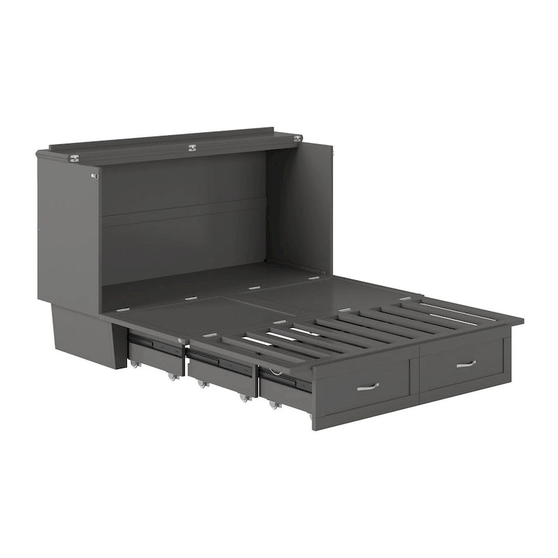 White / Espresso / Grey Queen Murphy Bed Chest with Storage & USB Charger