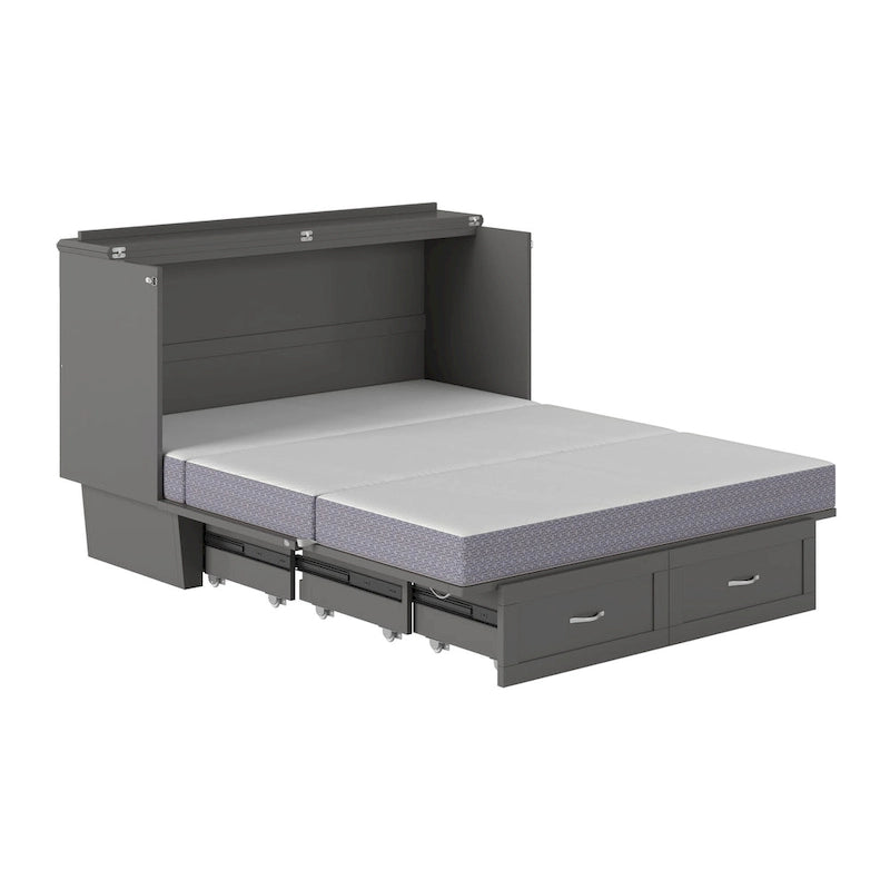 White / Espresso / Grey Queen Murphy Bed Chest with Storage & USB Charger