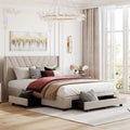 Beige / Pink / Blue / Grey Linen Upholstered Queen Platform Bed with 3 Drawers, for 2
