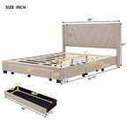 Beige / Pink / Blue / Grey Linen Upholstered Queen Platform Bed with 3 Drawers, for 2