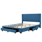 Beige / Pink / Blue / Grey Linen Upholstered Queen Platform Bed with 3 Drawers, for 2