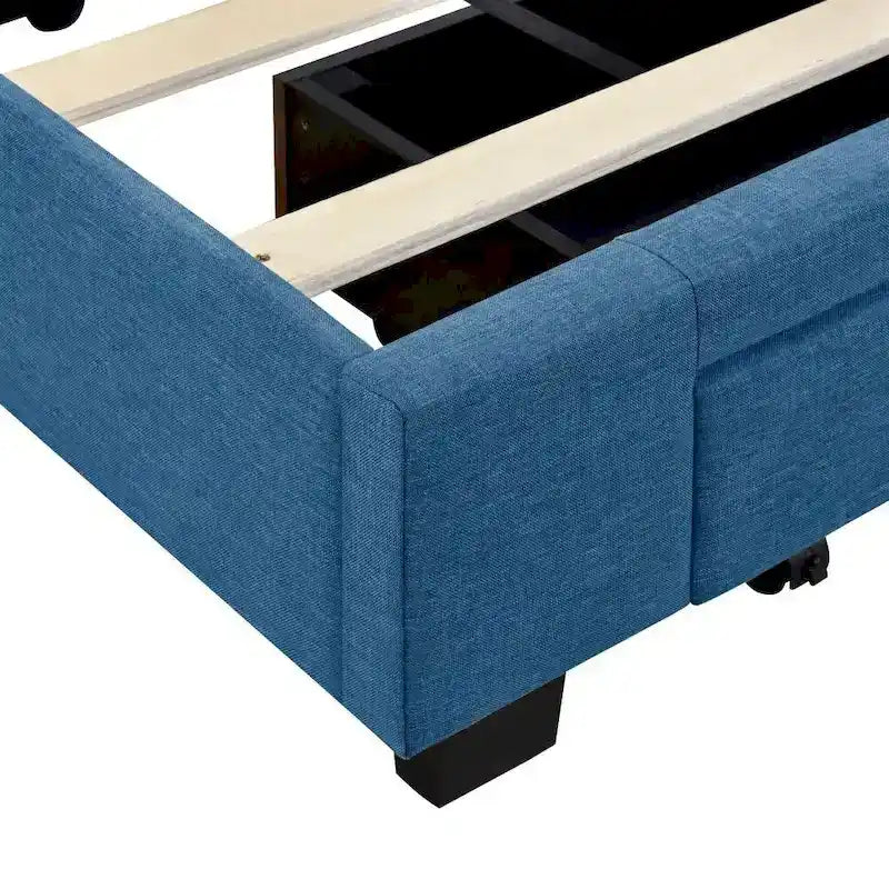 Beige / Pink / Blue / Grey Linen Upholstered Queen Platform Bed with 3 Drawers, for 2