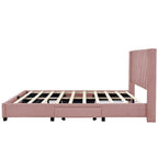 Beige / Pink / Blue / Grey Linen Upholstered Queen Platform Bed with 3 Drawers, for 2