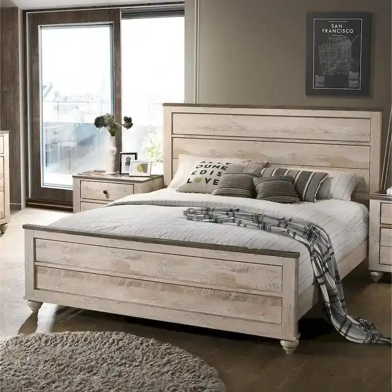 White-wash Contemporary King 5-Piece Bedroom Set